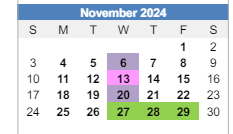 District School Academic Calendar for Western High School for November 2024