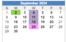District School Academic Calendar for Western High School for September 2024