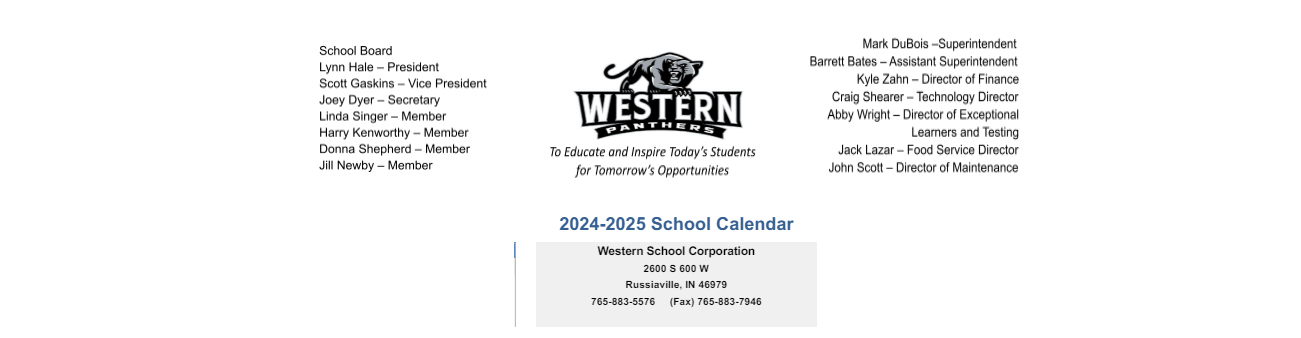 District School Academic Calendar for Western High School