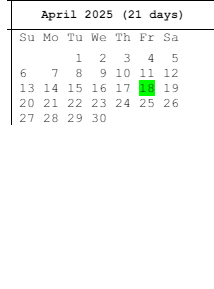 District School Academic Calendar for Mark Twain Elementary School for April 2025