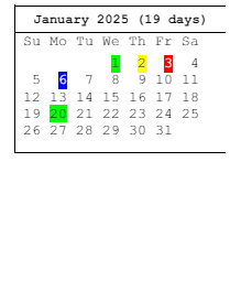 District School Academic Calendar for Mark Twain Elementary School for January 2025