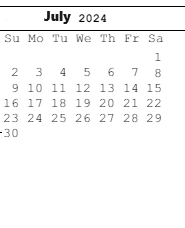 District School Academic Calendar for Mark Twain Elementary School for July 2024