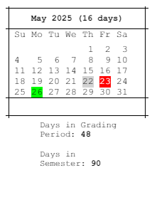 District School Academic Calendar for Mark Twain Elementary School for May 2025