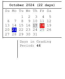 District School Academic Calendar for Mark Twain Elementary School for October 2024