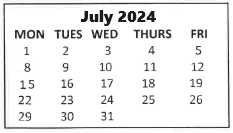 District School Academic Calendar for Abner Gibbs for July 2024