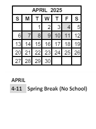 District School Academic Calendar for Maple Glen Elementary for April 2025