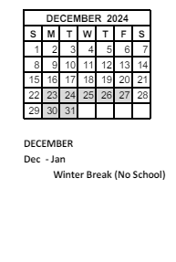 District School Academic Calendar for Maple Glen Elementary for December 2024