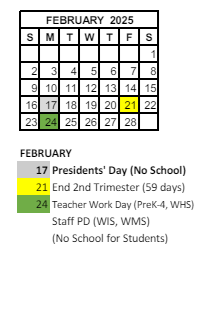District School Academic Calendar for Maple Glen Elementary for February 2025