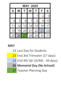District School Academic Calendar for Maple Glen Elementary for May 2025