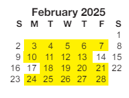 District School Academic Calendar for Sunset Hills Elementary School for February 2025