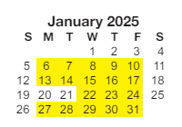 District School Academic Calendar for Sunset Hills Elementary School for January 2025
