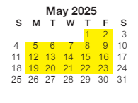 District School Academic Calendar for Sunset Hills Elementary School for May 2025