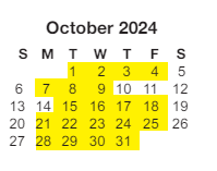 District School Academic Calendar for Sunset Hills Elementary School for October 2024