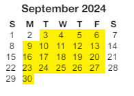 District School Academic Calendar for Sunset Hills Elementary School for September 2024
