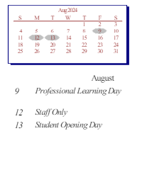 District School Academic Calendar for Meadowview Elementary Sch for August 2024