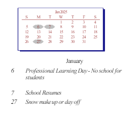 District School Academic Calendar for Meadowview Elementary Sch for January 2025