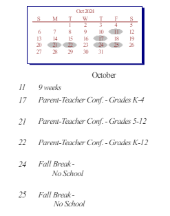 District School Academic Calendar for Meadowview Elementary Sch for October 2024