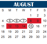 District School Academic Calendar for Milam Elementary for August 2024