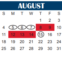 District School Academic Calendar for Alamo Elementary for August 2024