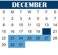 District School Academic Calendar for Bonham Elementary for December 2024