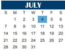 District School Academic Calendar for Bonham Elementary for July 2024
