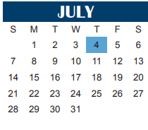 District School Academic Calendar for Kirby Math-science Ctr for July 2024