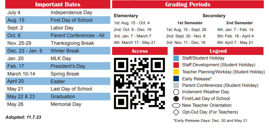 District School Academic Calendar Key for Kirby Math-science Ctr