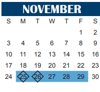 District School Academic Calendar for Zundelowitz Junior High for November 2024