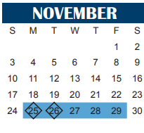 District School Academic Calendar for Mcniel Junior High for November 2024