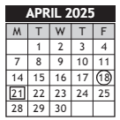 District School Academic Calendar for Washington Accelerated Learning Elem for April 2025