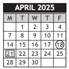 District School Academic Calendar for Stanley Elem for April 2025