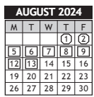 District School Academic Calendar for Spaght Accelerated Magnet Academy for August 2024