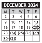District School Academic Calendar for Washington Accelerated Learning Elem for December 2024