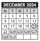 District School Academic Calendar for Enterprise Elem for December 2024