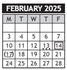District School Academic Calendar for Robinson Middle School for February 2025