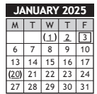 District School Academic Calendar for Wilbur Middle School for January 2025