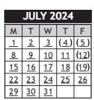 District School Academic Calendar for Robinson Middle School for July 2024
