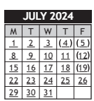 District School Academic Calendar for Washington Accelerated Learning Elem for July 2024