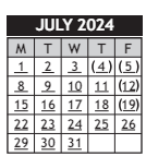 District School Academic Calendar for Wilbur Middle School for July 2024