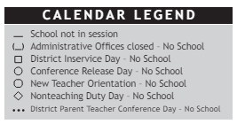 District School Academic Calendar Legend for Curtis Middle School