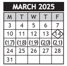 District School Academic Calendar for Washington Accelerated Learning Elem for March 2025