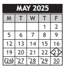 District School Academic Calendar for Washington Accelerated Learning Elem for May 2025