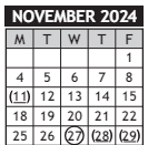 District School Academic Calendar for Jefferson Elem for November 2024