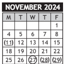 District School Academic Calendar for Washington Accelerated Learning Elem for November 2024