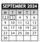 District School Academic Calendar for Kelly Liberal Arts Academy for September 2024