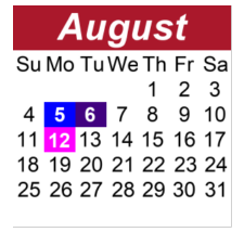 District School Academic Calendar for Hunters Bend Elementary for August 2024