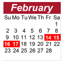 District School Academic Calendar for Sunset Middle School for February 2025