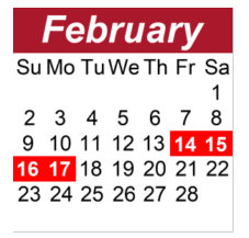 District School Academic Calendar for Fairview Middle School for February 2025