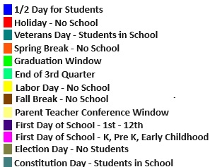 District School Academic Calendar Legend for Chapman's Retreat Elementary