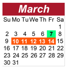 District School Academic Calendar for Hunters Bend Elementary for March 2025